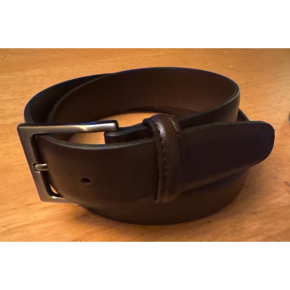 Florsheim Mens Brown Leather Belt Silver Buckle Size 32 FL5905-200W Dress Casual